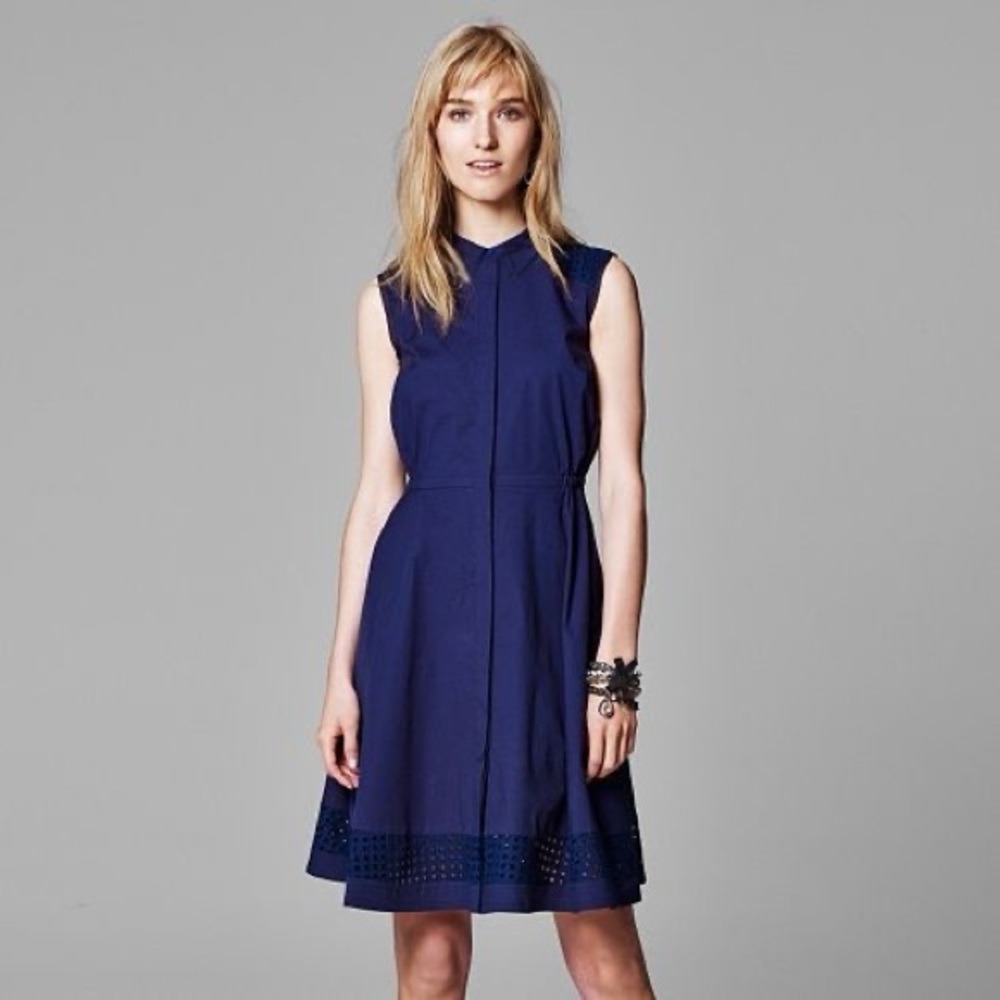 SIMPLY VERA WANG Sleeveless Navy Blue Midi Dress